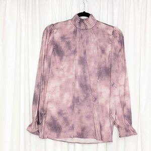 Tucker Stella Blouse Painter's Splash Stormy  Lilac Grey Silk Stretch Charmeuse